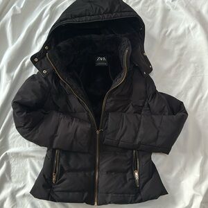 Zara jacket with removable hood detachable size s black